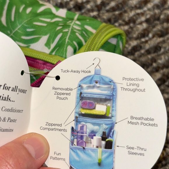 HANGING BATH AND BODY ORGANIZER NWT GREEN/PINK - Picture 8 of 12